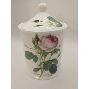 2006 Roy Kirkman Redoute Rose Cotton Storage Jar with Lid 6" Tall